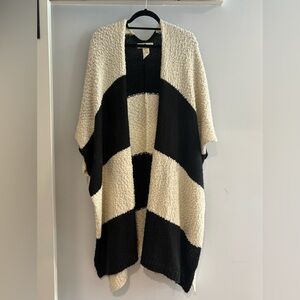 Madison 88 Striped Black and Cream Duster Cardigan